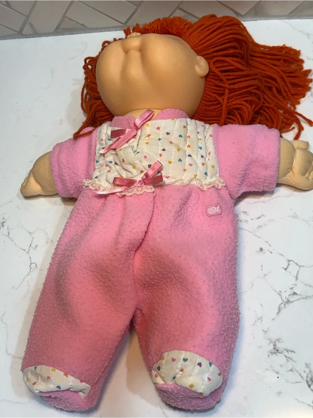 Vintage 1989 Cabbage Patch Doll Coleco Head Mold #20 Red Hair Blue Eyes Pjs